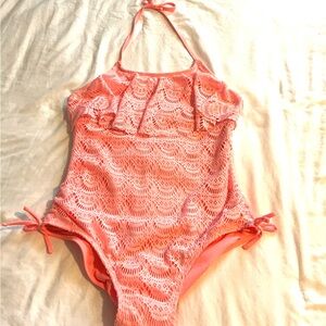 Cat & Jack Coral Lace One-Piece – Girls XL (14/16)